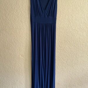 New York & Company Blue Maxi Gown Sleeveless V-Neck